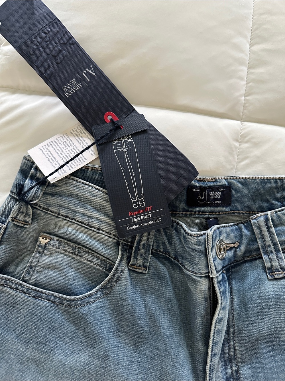 Armani Jeans Washed Light Blue Straight-Leg Denim